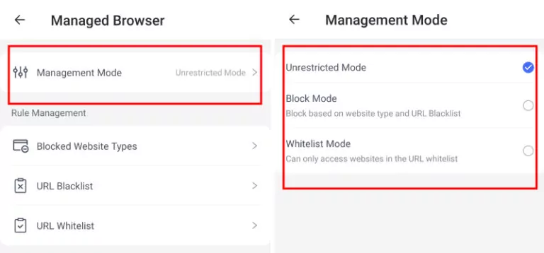 AirDroid Browser mode management