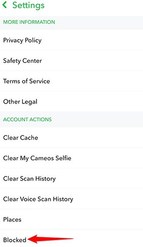 Blocked on Snapchat