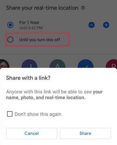 choose sharing duration