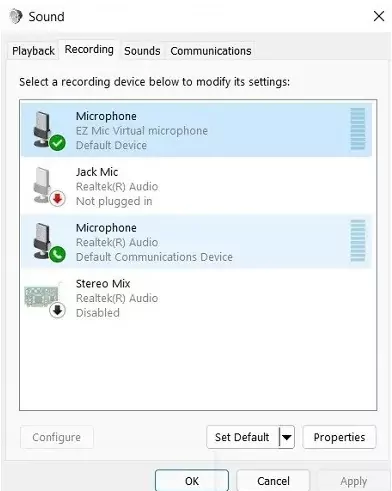 select the correct output audio device