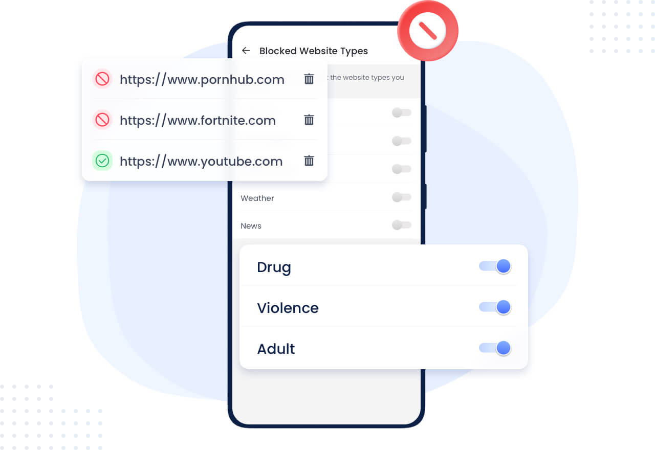 AirDroid Parental Control puede bloquear sitios web dañinos