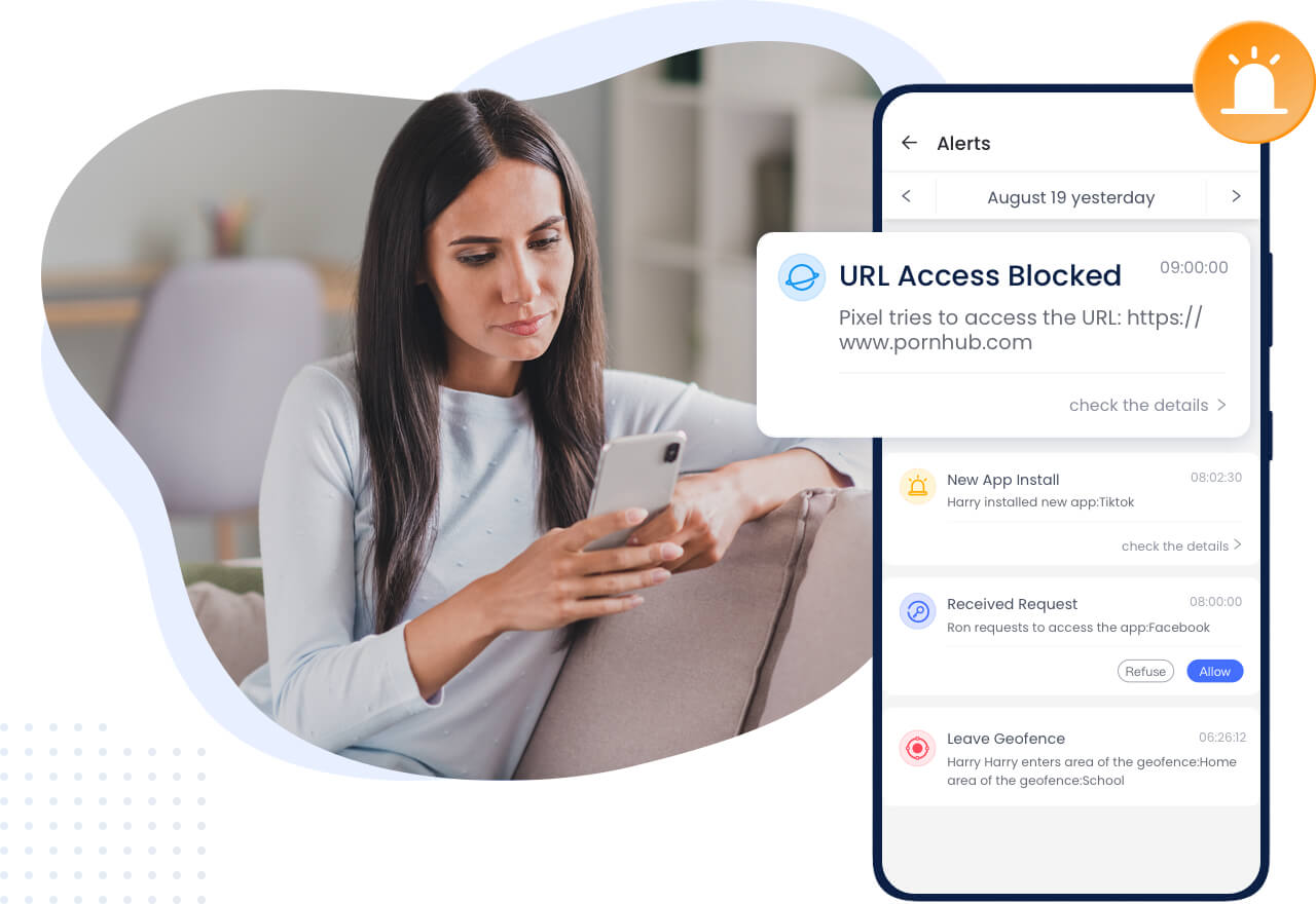 AirDroid Parental Control puede recibir alertas al visitar URL limitadas