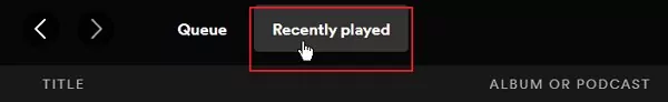 Spotify recently played on desktop