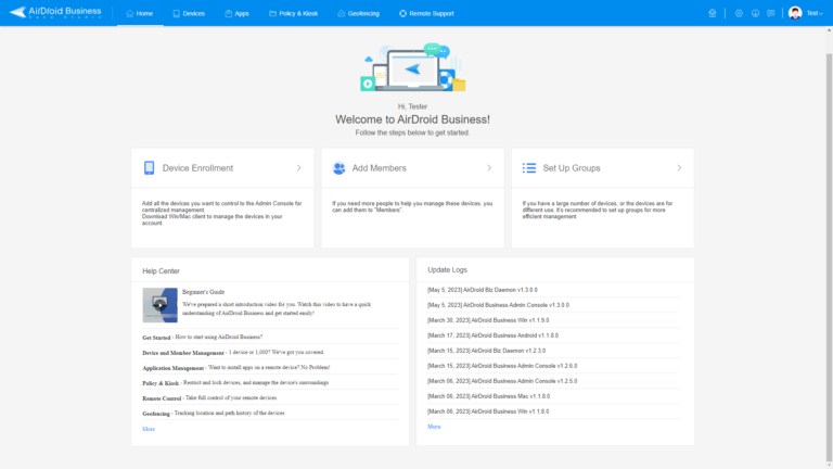 Controlador web - Consola de administración de AirDroid Business